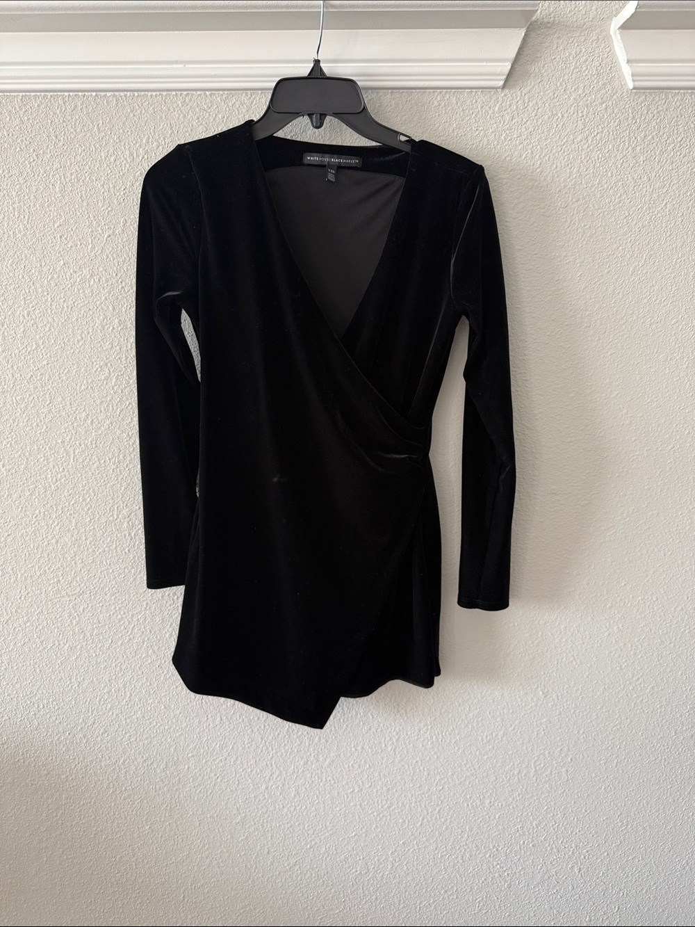 White House Black Market Black Velvet Wrap Mini Dress